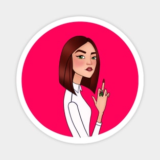 Girl,angry, funny, fingers, hands, face, lilac, emotion, office, brightly, desperate girl 😈 Magnet